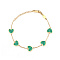 Green Heart Shaped Micro Pave Zirconia Charm Bracelets, Stainless Steel Cable Chain Bracelets for Women