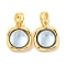Brass & Resin Square Charms with Snap on Bails, Real 18K Gold Plated, 13x10.5x5mm, Hole: 5x3mm
