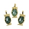 Natural Green Aventurine Pendant, with Brass Findings,  Lead Free & Cadmium Free, Long-Lasting Plated, Owl, 28.5x15.5x7mm, Hole: 5x8mm