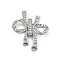 Brass Clear Cubic Zirconia Fold Over Clasps, Butterfly, Platinum, 26x24.5x5mm