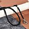 Frosted Glass Round Beaded Y Necklaces, 304 Stainless Steel Ring Pendant Necklaces for Women, Stainless Steel Color, 27.56~27.95 inch(70~71cm)