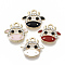 Eco-Friendly Zinc Alloy Charms, with Enamel and Crystal Rhinestone, Cadmium Free & Nickel Free & Lead Free, Cow, Light Gold, Mixed Color, 14x15x3mm, Hole: 1.8mm