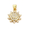 Brass Micro Pave Cubic Zirconia Pendants, Flower Charms, Rack Plating, Lasting Plated, Cadmium Free & Lead Free, Real 18K Gold Plated, 17x13.5x4.5mm, Hole: 5x3.5mm