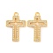 Brass Micro Pave Clear Cubic Zirconia Pendants, Cross, Real 18K Gold Plated, 21.6x14x1.7mm, Hole: 1.8mm