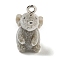 Flocking Resin Cute Pendants, Animal Charms with Platinum Plated Iron Loops, Mouse, 21x11x11mm, Hole: 2mm