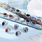 Oval Natural & Synthetic Gemstone Finger Rings, 304 Stainless Steel Cuff Rings for Women, Stainless Steel Color, oval: 22x17.5mm, Adjustable