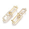 Brass Micro Pave Clear Cubic Zirconia Hook and S-Hook Clasps, Connector Components for Jewelry Making, Nickel Free, Real 18K Gold Plated, Hook Ring: 14.5x7x1mm, Hole: 1mm, G Shape: 15.5x6.5x1.5mm, Hole: 1mm