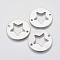 Tarnish Resistant 304 Stainless Steel Pentacle Links connectors, Flat Round with Hollow Star, Stainless Steel Color, 25x1mm, Hole: 2mm