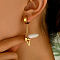 Fashionable Retro Geometric Cone Triangle Tassel 201 Stainless Steel Hoop Earrings, Real 18K Gold Plated, 50x13mm