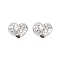 Brass Micro Pave Clear Cubic Zirconia Beads, Cadmium Free & Nickel Free & Lead Free, Heart, Platinum, 7x9x5.5mm, Hole: 1.8mm