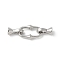 Brass Fold Over Clasps, Cadmium Free & Nickel Free & Lead Free, Oval, Platinum, 36x11.5x6mm
