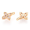 Brass Cubic Zirconia Pendants, Nickel Free, Real 18K Gold Plated, Clover, Clear, 9x8x2mm, Hole: 0.5mm