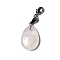 Natural Rose Quartz Pendant Decorations, with Brass Lobster Claw Clasps and Iron Findings, Teardrop, 46~48.5mm