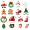 32Pcs 16 Style Opaque Resin Cabochons, Christmas Theme, Mixed Shape, Mixed Color, 19~35x17.5~32x3~8mm, 2pcs/style