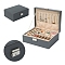 Rectangle PU Leather Jewerly Organizer Case with Clasps, for Earrings Necklaces Rings Storage, Gray, 17x23x8.5cm