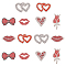 14Pcs 7 Style Valentine's Day Theme Hotfix Rhinestone, Costume Accessories, Sewing Craft Decoration, Bowknot/Lip/Rose/Heart, Mixed Shapes, 29~74x34~69x1.5~2.4mm, 2pcs/style