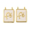Rack Plating Brass Enamel Pendants, Long-Lasting Plated, Lead Free & Cadmium Free, Rectangle with Word Fe Charm, Real 18K Gold Plated, Antique White, 18x12x2mm, Hole: 1.5mm