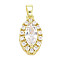 Brass Micro Pave Cubic Zirconia Pendants, Long-Lasting Plated, Real 18K Gold Plated, Horse Eye, Clear, 16.5x9x6.5mm, Hole: 5x2.5mm