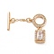 Brass Pave Clear Cubic Zirconia Toggle Clasps, Cadmium Free & Nickel Free & Lead Free, Ring with Rectangle, Real 18K Gold Plated, Bar: 14x17x1.5mm, Hole: 2mm, Rectangle: 12x21.5x5mm, Hole: 1.2mm