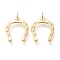 Brass Pendants, with Jump Rings, Long-Lasting Plated, Horseshoe, Golden, 24.5x20x2mm, Hole: 4.5mm
