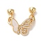 Brass Micro Pave Clear Cubic Zirconia Fold Over Clasps, Cadmium Free & Nickel Free & Lead Free, with Shell, Long-lasting Plated, Real 18K Gold Plated, 45mm, Hole: 5.5mm