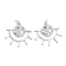 Brass Charms, with Jump Ring, Long-Lasting Plated, Sun with Face, Real Platinum Plated, 20~21x22x3mm, Jump Ring: 5x1mm, 3.5mm Inner Diameter