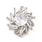 Brass Pave Clear Cubic Zirconia Connector Charms, Cadmium Free & Nickel Free & Lead Free, Sun Links, Platinum, 17x15x8mm, Hole: 1mm