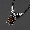 Alloy & Glass & Imitation Leather Cord Pendant Necklaces, Rectangle with Constellation Pattern , Leo, 19.69 inch(50cm)