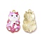 Alloy Enamel Pendants, Light Gold, Cat, Hot Pink, 25x14x2.3mm, Hole: 1.6mm