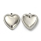 Non-Tarnish 304 Stainless Steel Pendants, Heart Charm, Stainless Steel Color, 16.4x15x2.8mm, Hole: 1mm