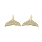 Brass Micro Pave Clear Cubic Zirconia Pendants, Cadmium Free & Nickel Free & Lead Free, Fishtail Shape Charms, Real 18K Gold Plated, 14x19x1.5mm, Hole: 4mm