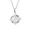 Rhodium Plated 925 Sterling Silver Pendant Necklace, with Opal, Round, White, Platinum, 17.72 inch(45cm)