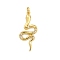 Brass Micro Pave Clear Cubic Zirconia Pendants, Snake, with Jump Ring, Golden, 30x13x3.5mm, Hole: 2.5mm