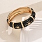 Vintage European & American Style Zinc Alloy Hinged Bangles for Women, with Enamel, Black, Inner Diameter: 2-3/8 inch(6cm)