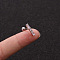 Brass Micro Pave Clear Cubic Zirconia Cartilage Earrings for Women, with Stainless Steel Pins, Stainless Steel Color, Rectangle, 6mm, Pin: 1.2mm