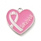 Breast Cancer Pink Awareness Ribbon Theme Alloy Enamel Pendants, Silver, Heart, 20.5x21x1.5mm, Hole: 1.8mm
