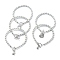 Tibetan Style Alloy Charm Bracelet, with Glass Pearl Round Beaded Chains, Mixed Shape, White, 9-5/8 inch(24.3cm)