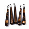 Natural Tiger Eye Big Pendants, with Platinum Tone Iron Pinch Bail, Teardrop, 58.5~59.5x10mm, Hole: 4x6.5mm