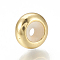 Brass Beads, Cadmium Free & Nickel Free & Lead Free, with Rubber Inside, Slider Beads, Golden, 7.5x4mm, Rubber Hole: 1.2mm