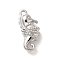 Marine Animal Theme Platinum  Brass Micro Pave Clear Cubic Zirconia Pendants, Sea Horse, 14x6.5x4.5mm, Hole: 1mm