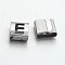 Tarnish Resistant Letter Style 201 Stainless Steel Square Slide Charms, Letter.E, 9x8x4mm, Hole: 8x3mm
