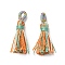 Polyester Tassel Pendants, Dark Orange, 36~36.5x6~7mm, Hole: 3x5mm