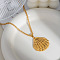 European American Stainless Steel Pendant Necklaces for Women, Real 18K Gold Plated, Shell Shape, 16.14 inch(41cm)