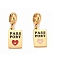 304 Stainless Steel European Dangle Charms, Large Hole Pendants with Enamel, Rectangle with Heart and Word Pass Port, Golden, Mixed Color, 14x9x1.5mm, Hole: 4.5mm