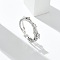 Clear Cubic Zirconia Cuff Rings, Brass Jewelry for Women, with ABS Imitation pearl, Long-Lasting Plated, Rack Plating, Lead Free and Cadmium Free, Platinum, 3.5mm,US Size 6(16.5mm)