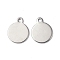Non-Tarnish 304 Stainless Steel Charms, Flat Round Charm, Stainless Steel Color, 12.5x10x1mm, Hole: 1.4mm