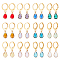12 Pairs 12 Colors Glass Teardrop Leverback Earrings, Golden Brass Jewelry for Women, Mixed Color, 27mm, Pin: 0.6mm, 1 Pair/color