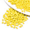 2-Hole Glass Seed Beads, Opaque Colours, Rectangle, Yellow, 4.5~5.5x2x2~2.5mm, Hole: 0.5~0.8mm, about 250pcs/10g