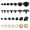 140 Sets 7 Styles Plastic Craft Noses for Doll Making, with Spacer, Triangle, Black, 9~28x11~35x15~23.5mm, 20 sets/style