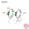 Anti-Tarnish Rhodium Plated 925 Sterling Silver Pave Cubic Zirconia Rectangle Hoop Earrings for Women, with 925 Stamp, Platinum, Green, 12x2x10.5mm